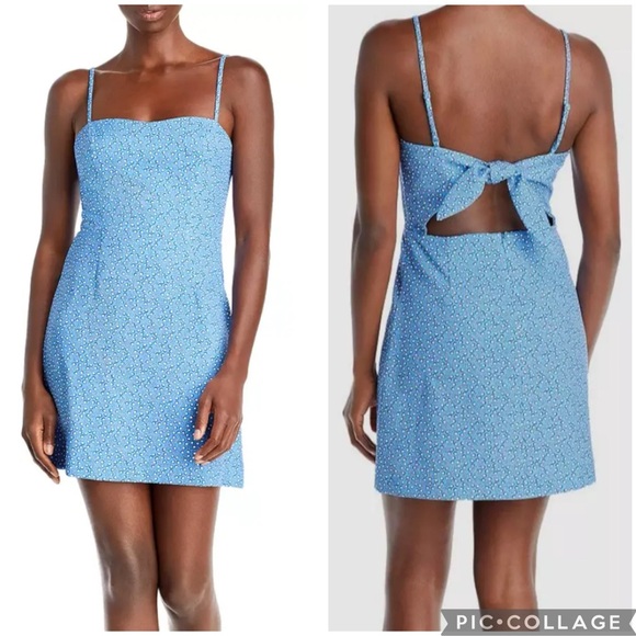 French Connection Light Blue Mini Dress with Bow Detail - Picture 1 of 9